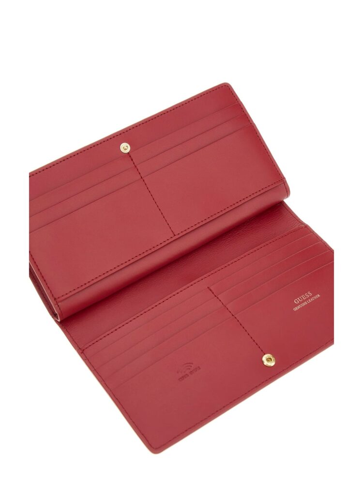 Guess Μεγάλο Δερμάτινο Γυναικείο Πορτοφόλι Κόκκινο Σκούρο - Image 3