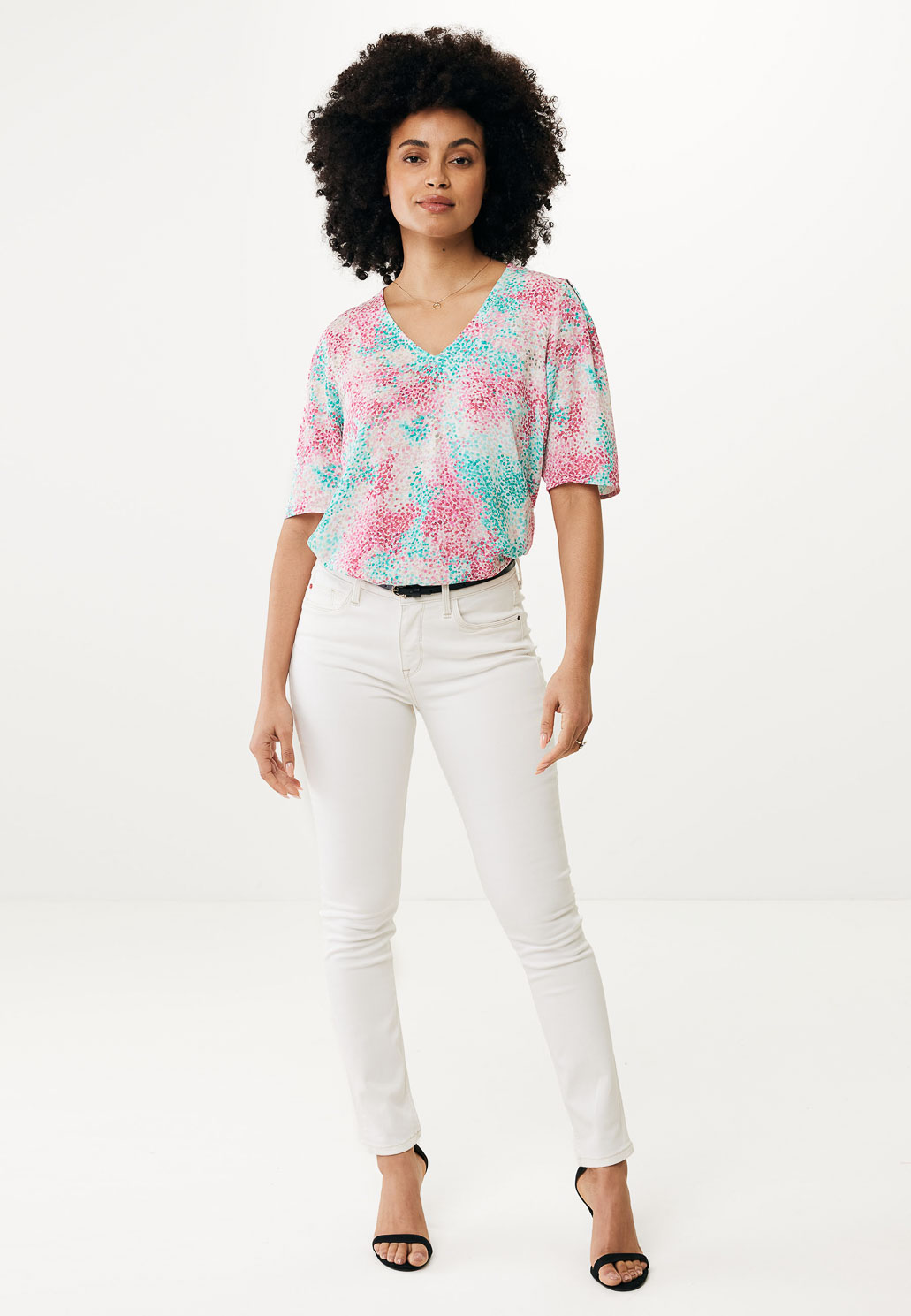 Mexx Εμπριμέ Ρόζ/Πράσινη Μπλούζα με Κοντό Μανίκι - Image 2