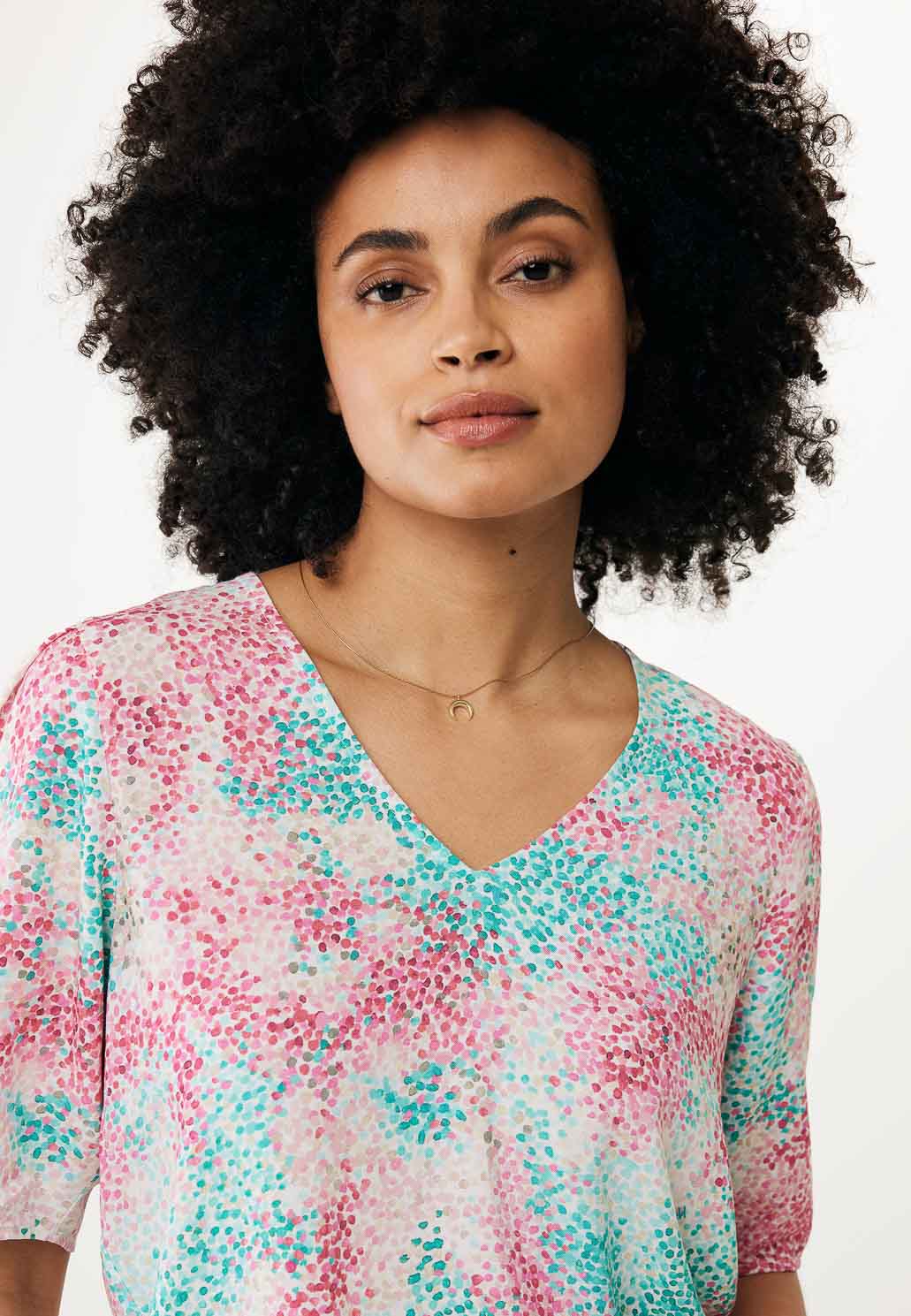 Mexx Εμπριμέ Ρόζ/Πράσινη Μπλούζα με Κοντό Μανίκι - Image 4