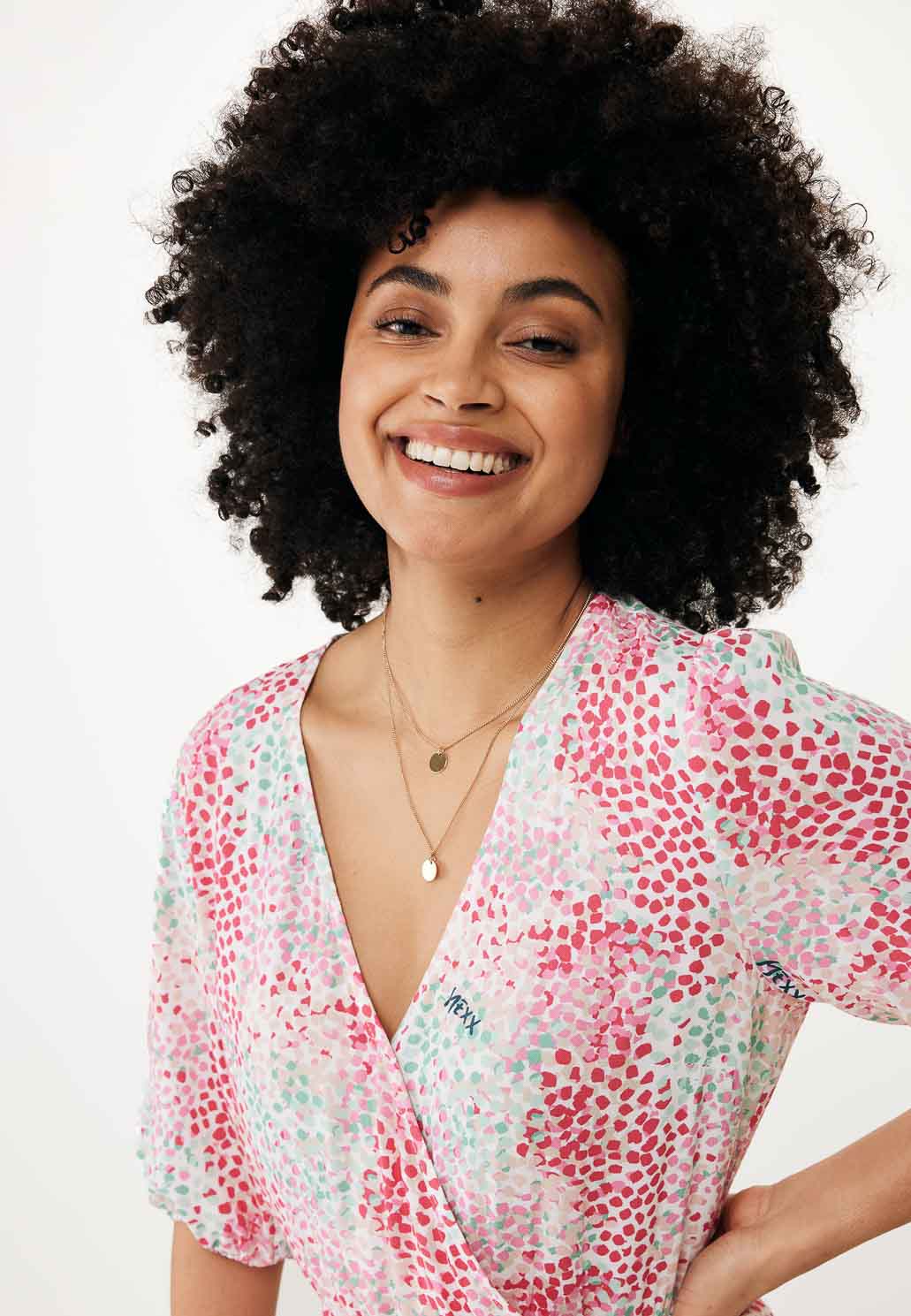 Mexx Midi Εμπριμέ Ρόζ/Πράσινο Φόρεμα με 3/4 Μανίκι - Image 3