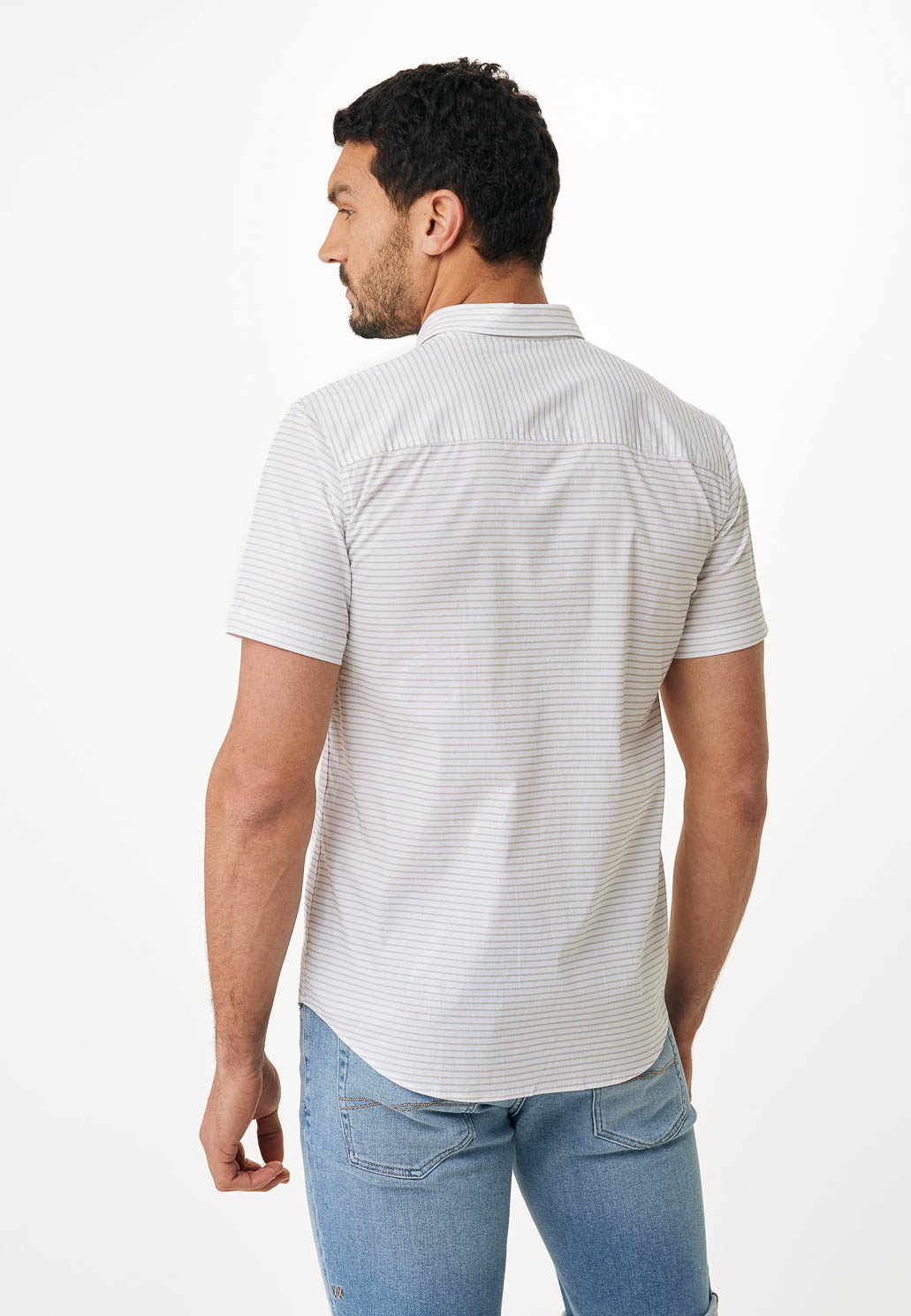 Mexx Πουκάμισο Ιβουάρ με Μπεζ Ρίγες και Κοντό Μανίκι - Image 3