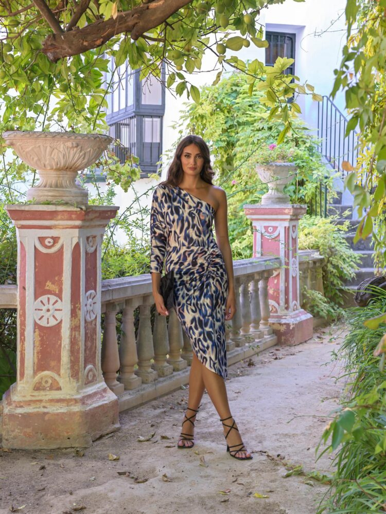 Kahyra Midi Ελαστικό Φόρεμα με ένα Μανίκι - Image 5