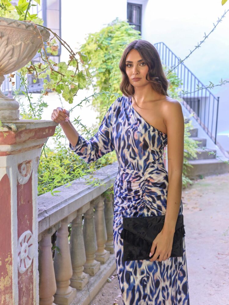 Kahyra Midi Ελαστικό Φόρεμα με ένα Μανίκι - Image 2