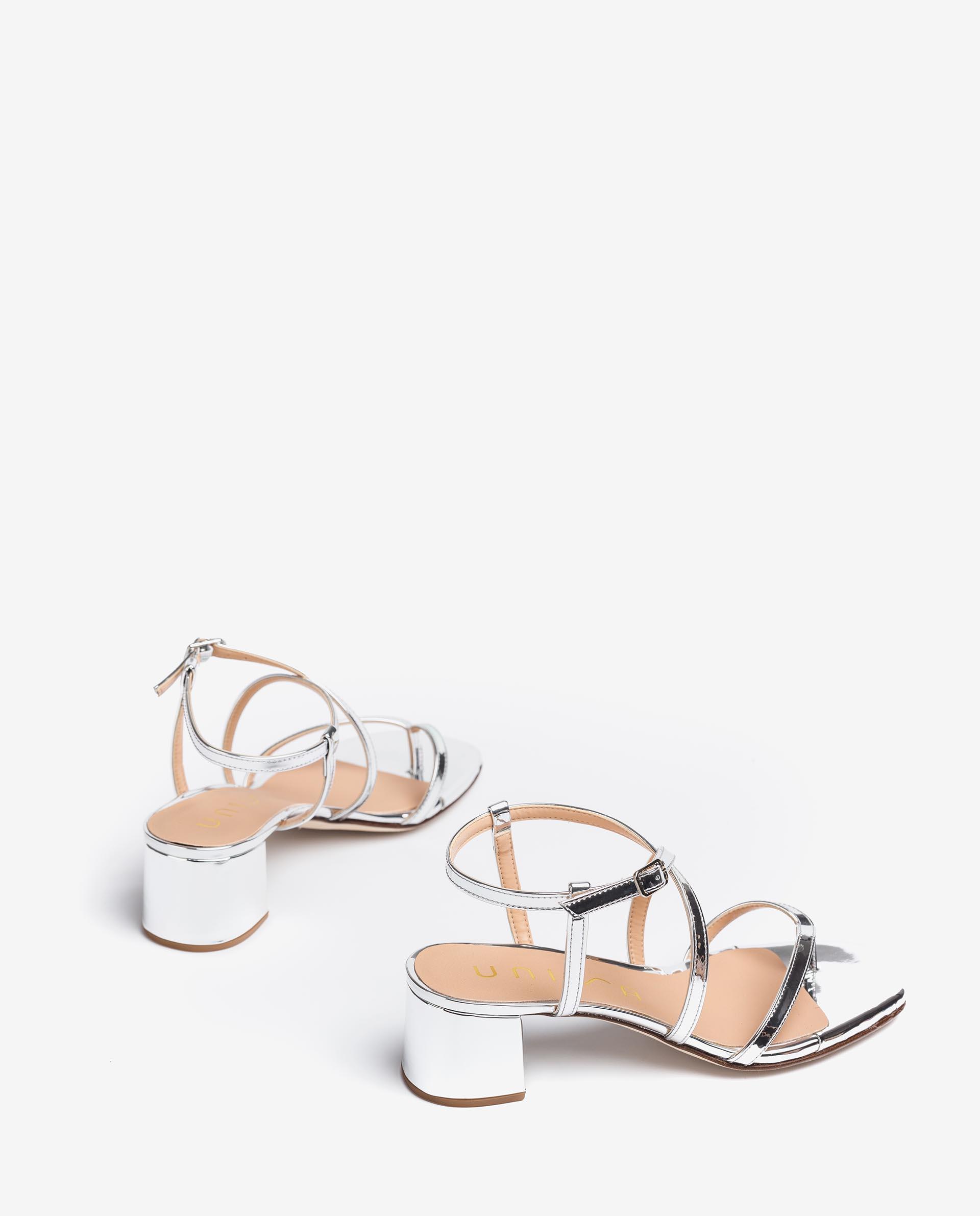 Unisa Ασημί (καθρέφτης) Δερμάτινα Πέδιλα - Image 4