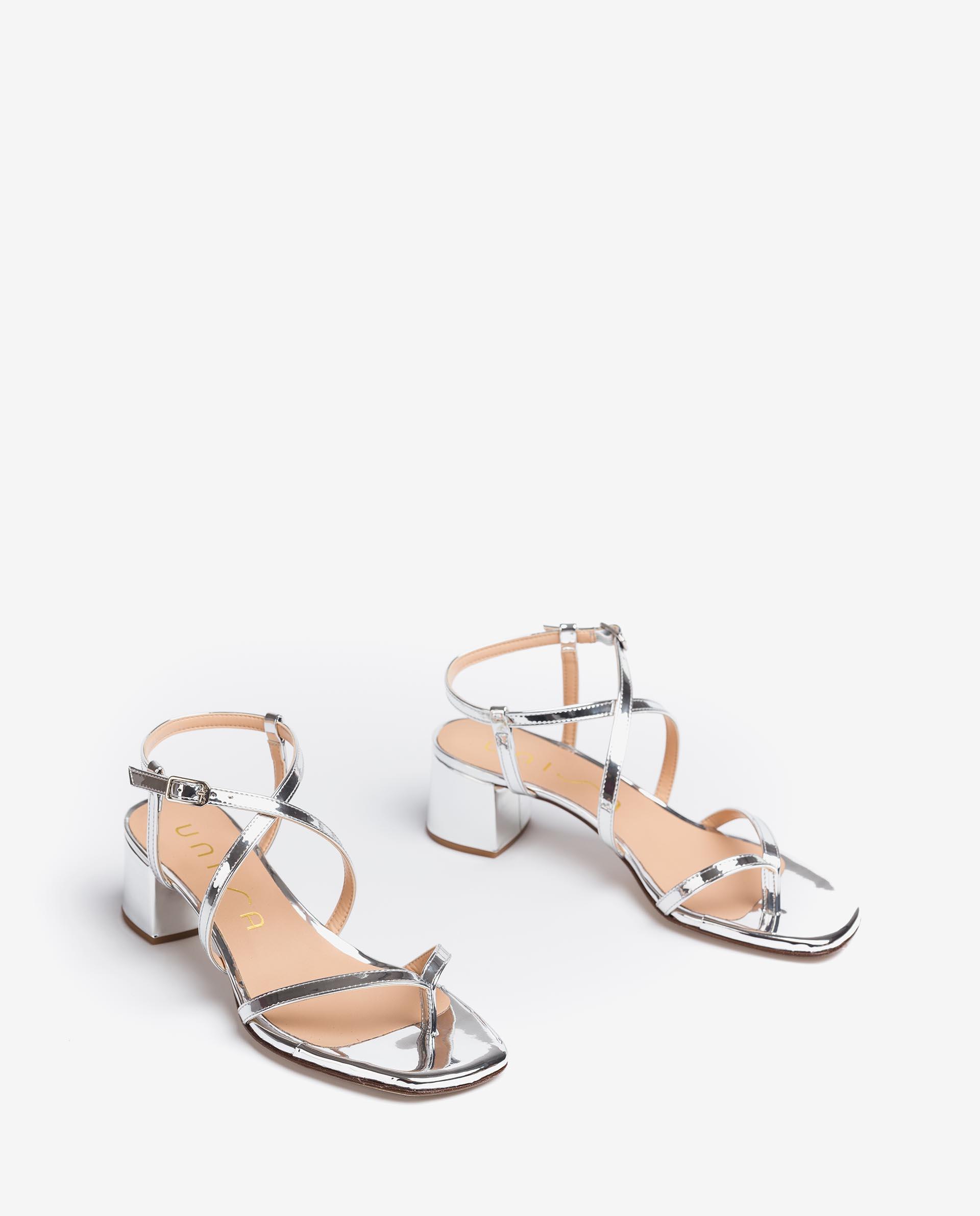 Unisa Ασημί (καθρέφτης) Δερμάτινα Πέδιλα - Image 6