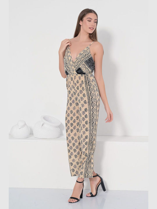 Fullah Sugah Ολόσωμη Φόρμα Μπεζ με Μαύρα Σχέδια - Image 4