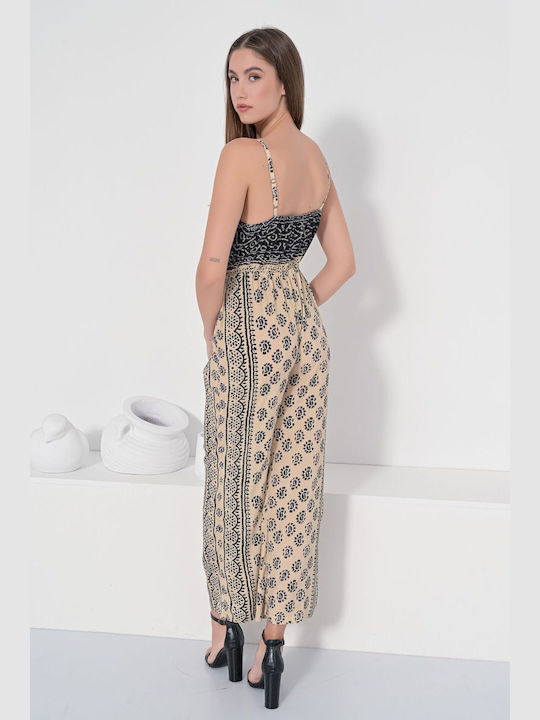 Fullah Sugah Ολόσωμη Φόρμα Μπεζ με Μαύρα Σχέδια - Image 2