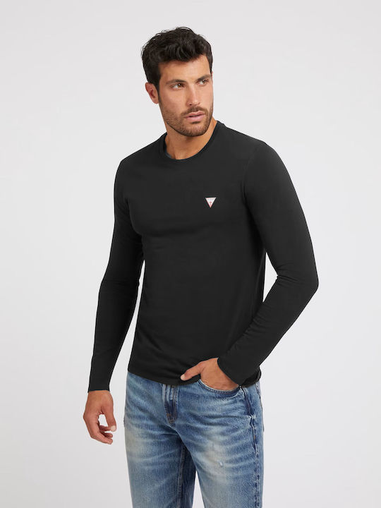 Guess Ανδρική Μπλούζα Μακρυμάνικη Μαύρη