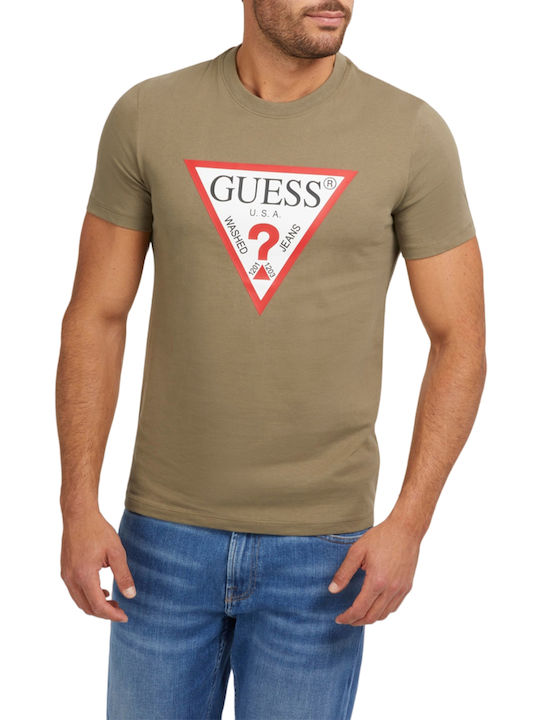 Guess Ανδρική Μπλούζα Κοντομάνικη Χακί