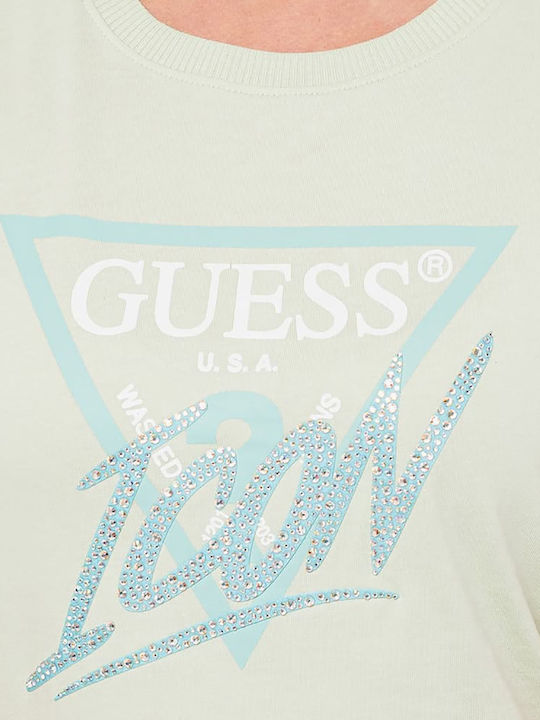 Guess Γυναικεία Καλοκαιρινή Μπλούζα Κοντομάνικη Πράσινο Ανοιχτό - Image 2