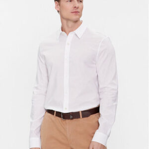 Guess Sunset Ανδρικό Πουκάμισο Μακρυμάνικo με Στενή Γραμμή Λευκό