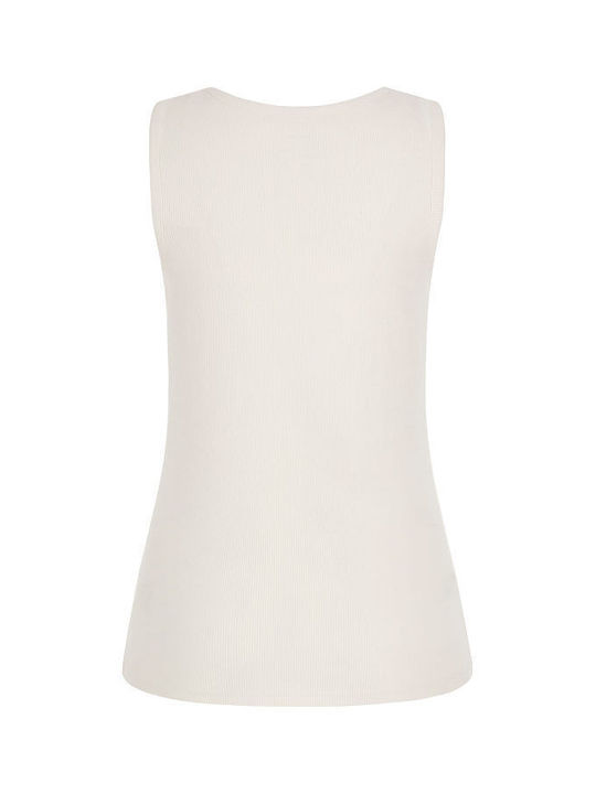 Guess Γυναικεία Μπλούζα Αμάνικη Άσπρη με Στρας - Image 3