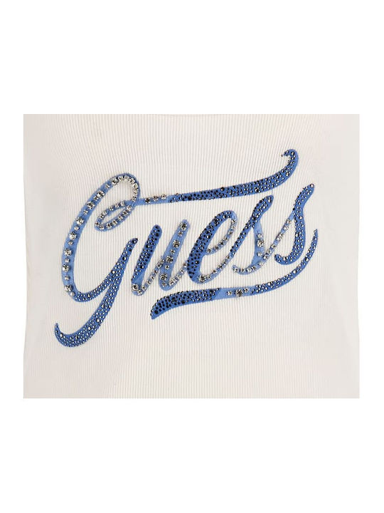 Guess Γυναικεία Μπλούζα Αμάνικη Άσπρη με Στρας - Image 2