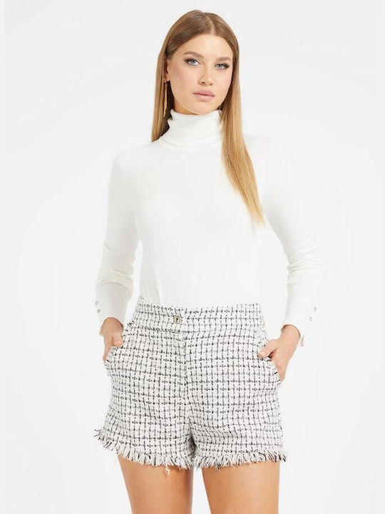 Guess Paule Γυναικείο Μακρυμάνικο Πουλόβερ Ζιβάγκο Eκρού