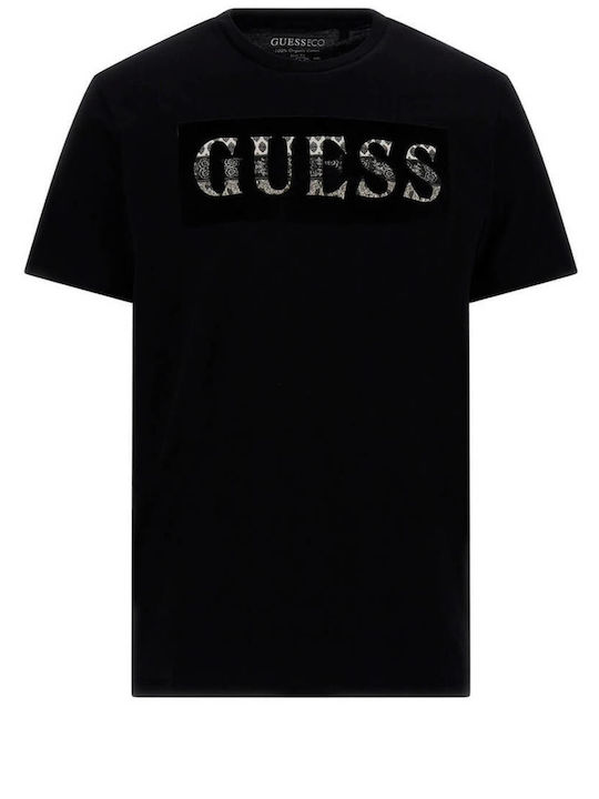 Guess Ανδρική Μπλούζα Κοντομάνικη Μαύρη με Στάμπα - Image 5