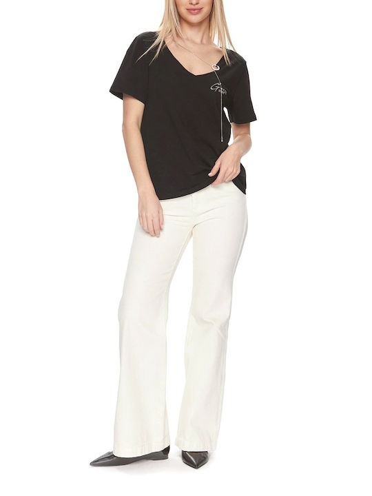 Guess Γυναικεία Μπλούζα Κοντομάνικη Μαύρη - Image 4