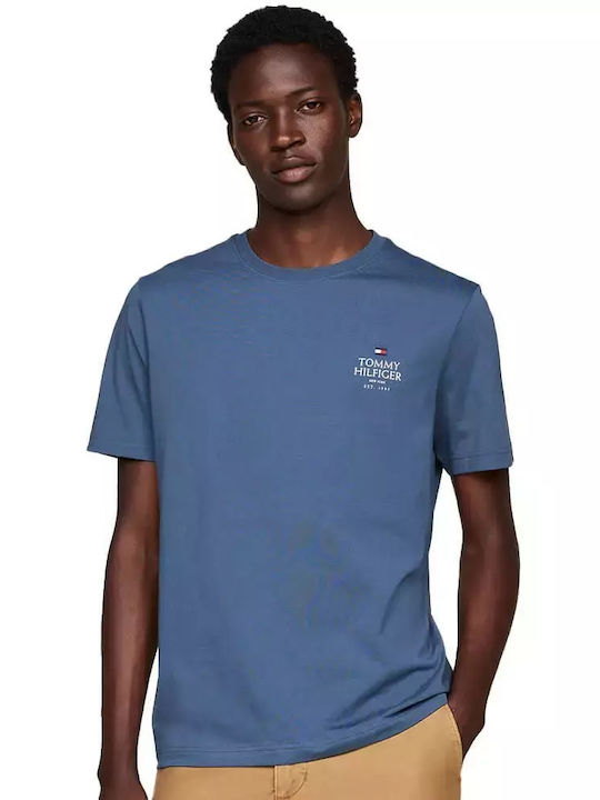 Tommy Hilfiger Ανδρικό Μπλέ Ανοιχτό T- Shirt Με Λαιμόκοψη