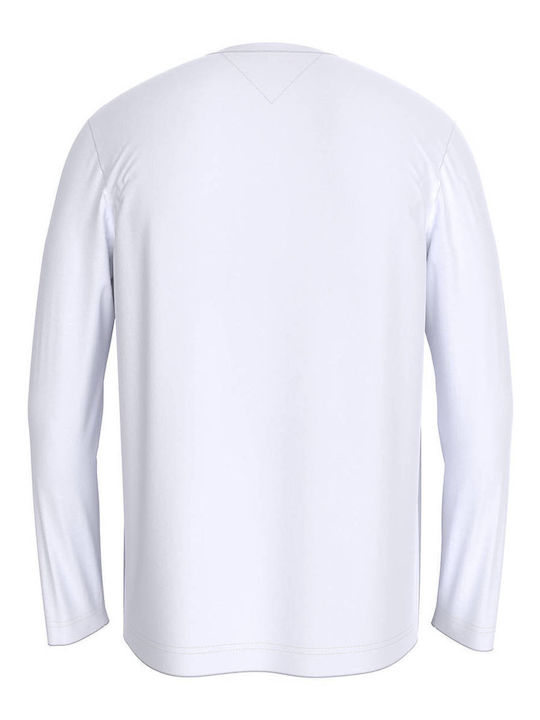 Tommy Hilfiger Ανδρική Άσπρη Βαμβακερή Μακρυμάνικη Μπλούζα με λογότυπο στο πλάι - Image 2