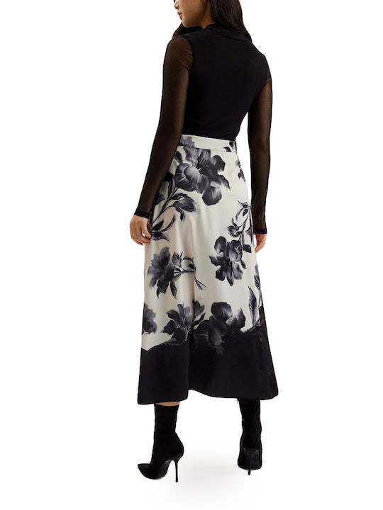 Ted Baker Midi Βραδινό Φόρεμα με Διαφάνεια Λευκό-Μαύρο Floral - Image 2