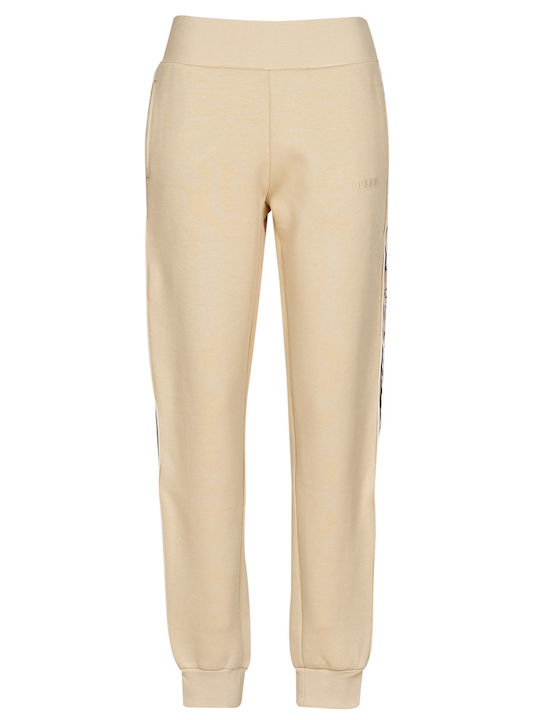 Guess Ψηλόμεσο Παντελόνι Φόρμας με Λάστιχο Μπεζ - Image 5