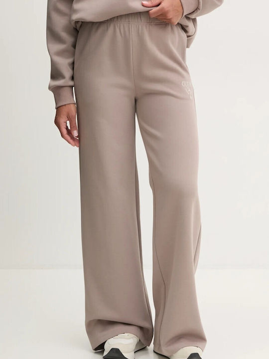 Guess Γυναικείο Υφασμάτινο Παντελόνι σε Ίσια Γραμμή Taupe