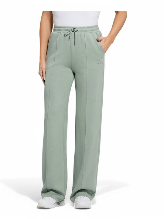 Guess Γυναικείο Υφασμάτινο Παντελόνι με Λάστιχο σε Ίσια Γραμμή Πράσινο Aνοιχτό