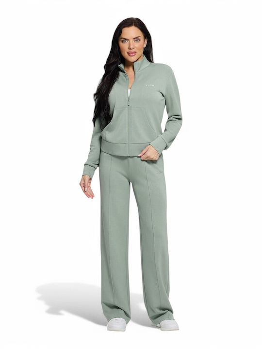 Guess Γυναικείο Υφασμάτινο Παντελόνι με Λάστιχο σε Ίσια Γραμμή Πράσινο Aνοιχτό - Image 2