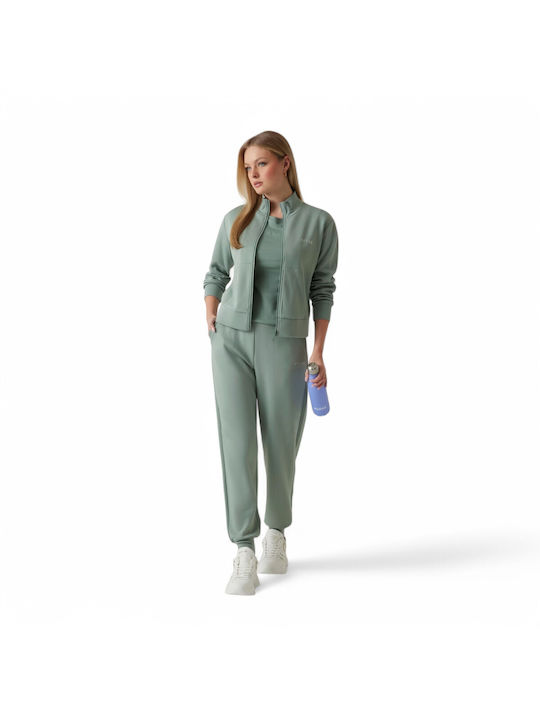 Guess Μακριά Γυναικεία Ζακέτα Φούτερ Πράσινη - Image 4