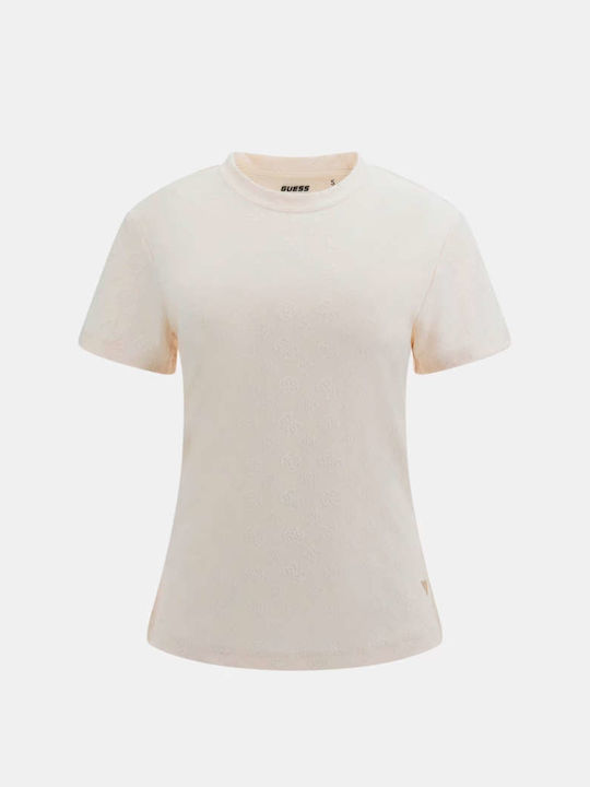 Guess Monica Ss Γυναικείο T-shirt Μπεζ - Image 3