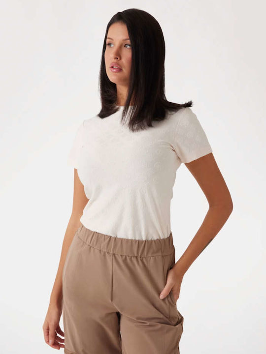 Guess Monica Ss Γυναικείο T-shirt Μπεζ