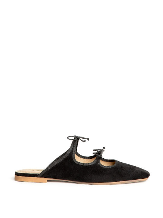Corina Μαύρο Φλατ Mules