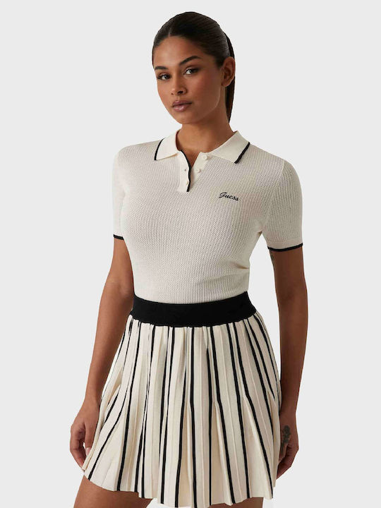 Guess Γυναικεία Polo Μπλούζα Ecru