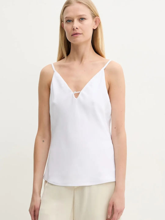 Guess Γυναικεία Μπλούζα Αμάνικη Λευκό