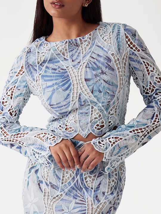 Guess Γυναικεία Μπλούζα Μακρυμάνικη Blue