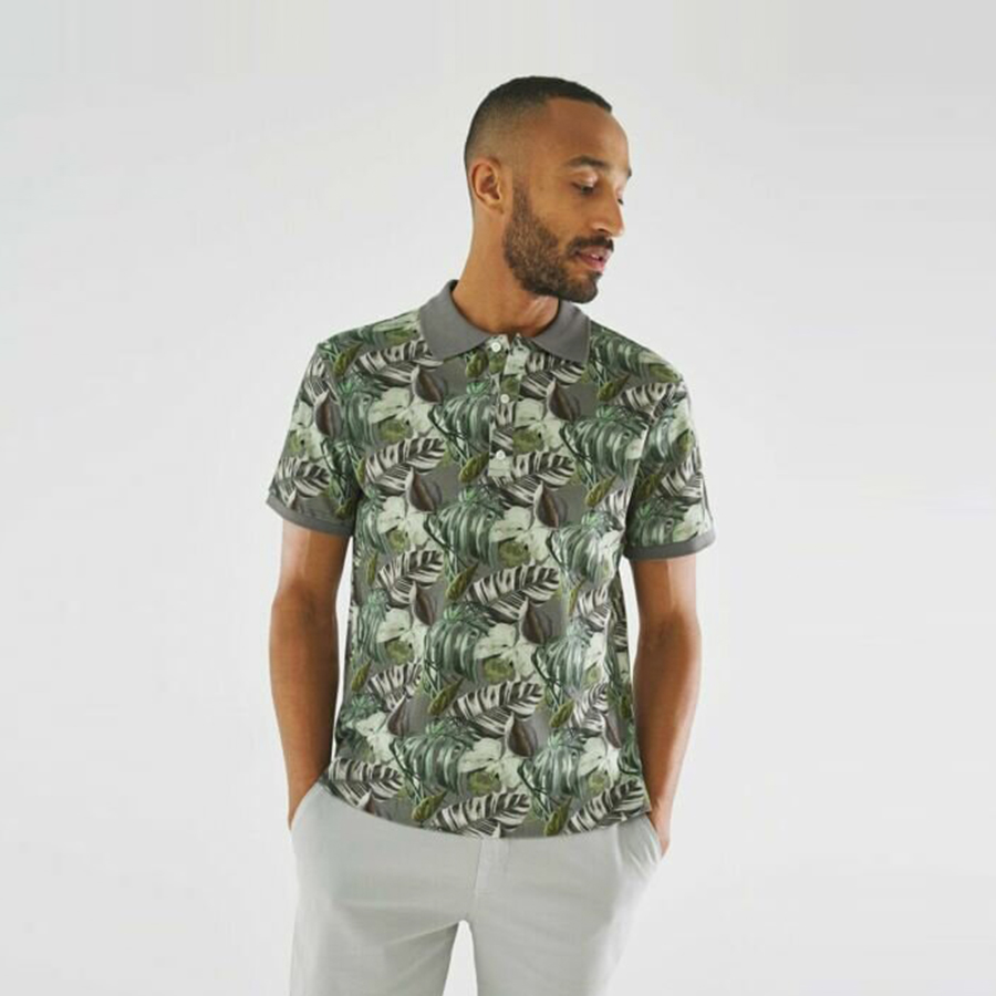 Mexx Pique Polo Shirt Σκούρο Πράσινο Φλοράλ κοντομάνικο