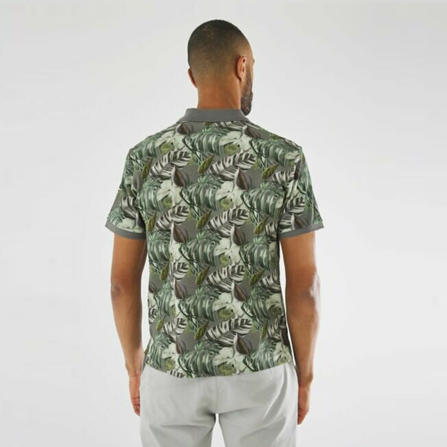 Mexx Pique Polo Shirt Σκούρο Πράσινο Φλοράλ κοντομάνικο - Image 2