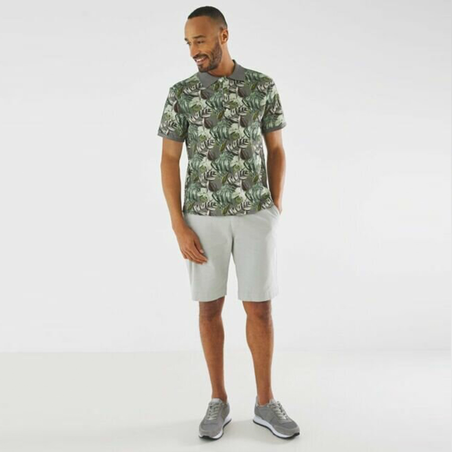 Mexx Pique Polo Shirt Σκούρο Πράσινο Φλοράλ κοντομάνικο - Image 3