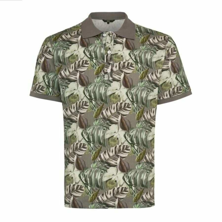 Mexx Pique Polo Shirt Σκούρο Πράσινο Φλοράλ κοντομάνικο - Image 4