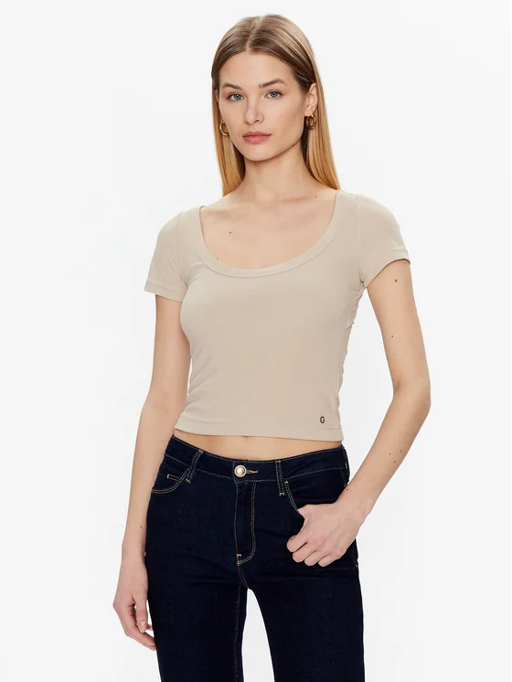 Guess Μπλουζάκι Μπεζ με Λεπτομέρεια στη Πλάτη - Image 7
