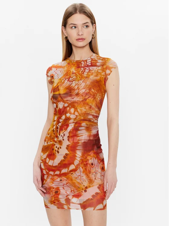 Guess Mini Φόρεμα Εμπριμέ Slim Fit Πορτοκαλί-Καφέ