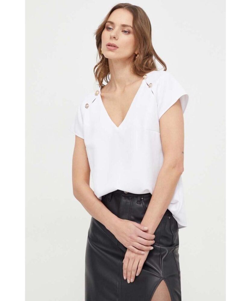 Guess Γυναικεία Λευκή Μπλούζα Κοντομάνικη