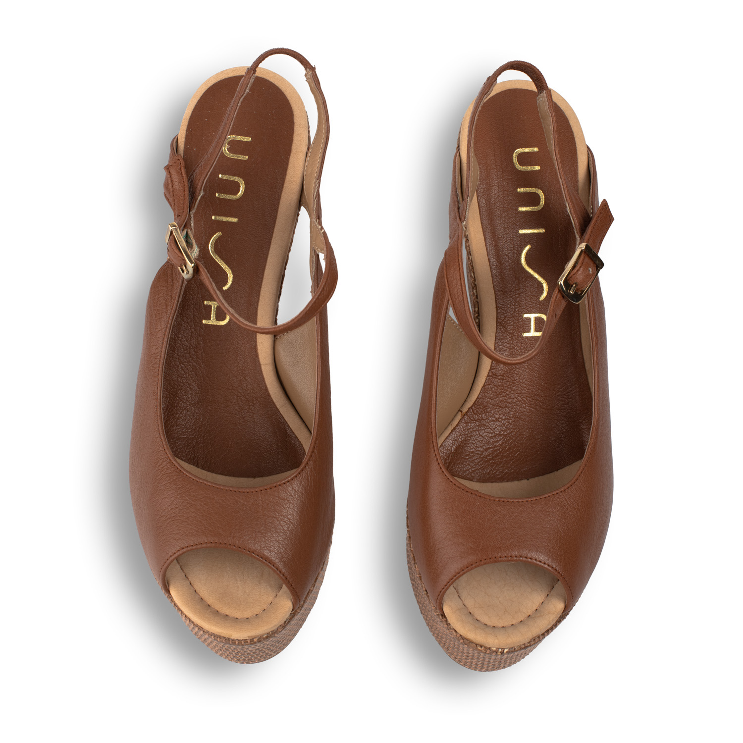 Unisa Καφέ Δερμάτινες Πλατφόρμες - Image 4