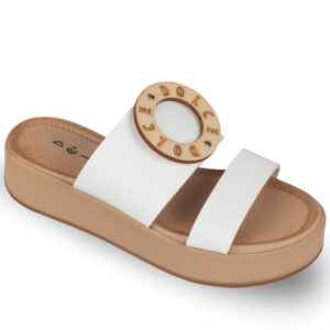 Dolce Γυναικεία Άσπρα Φλατ Σανδάλια