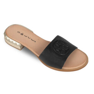 Dolce Δερμάτινα Μαύρα Mules με Τακούνι