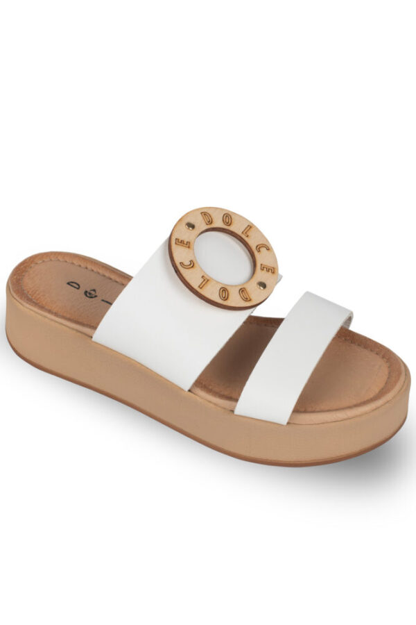 Dolce Γυναικεία Άσπρα Φλατ Σανδάλια