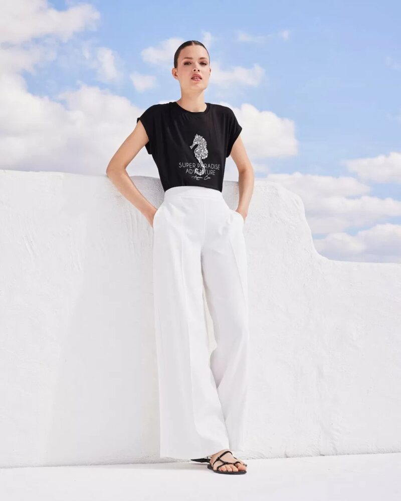 Forel Παντελόνα Εκρού με Φαρδύ Πατζάκι - Image 4