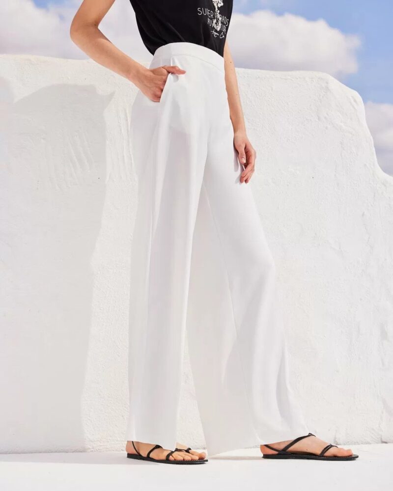 Forel Παντελόνα Εκρού με Φαρδύ Πατζάκι - Image 2