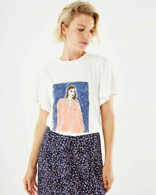 Mexx T-Shirt Off-White με Στάμπα