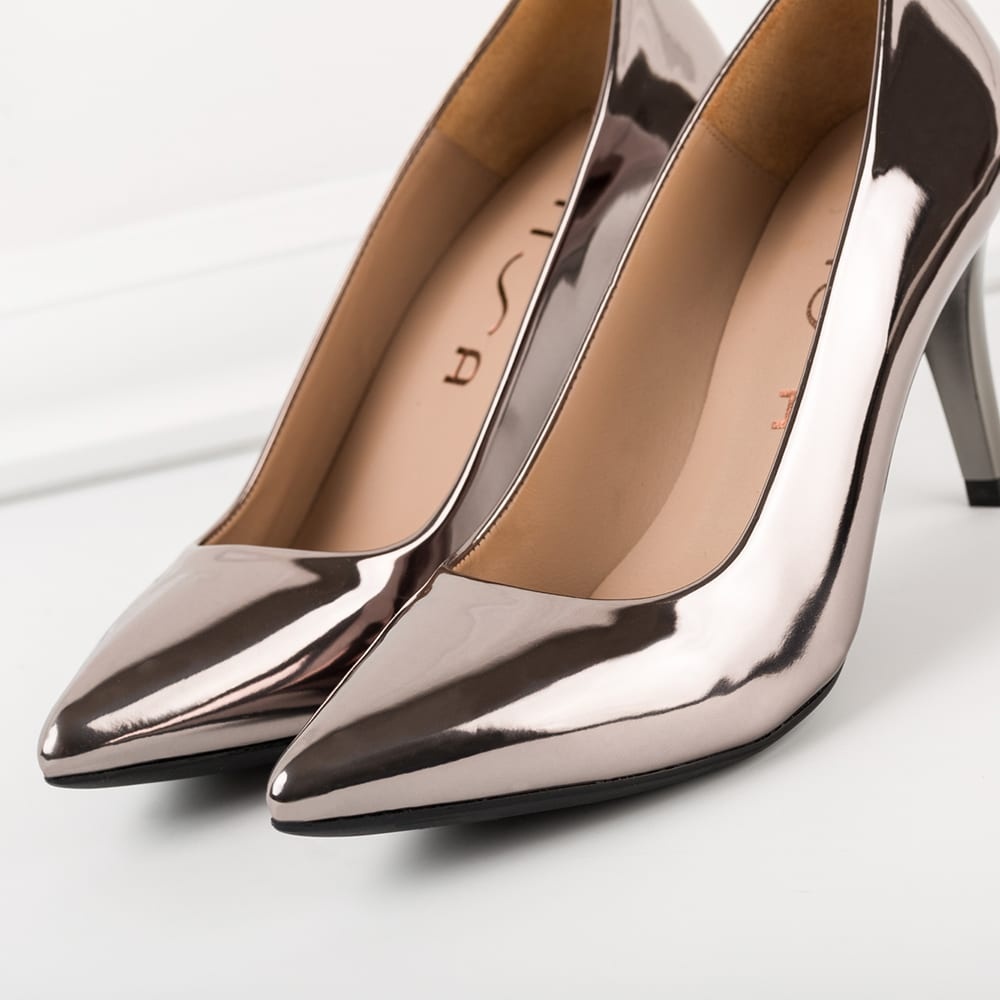 Unisa Δερμάτινη Ασημί Καθρέφτης Γόβα - Image 3