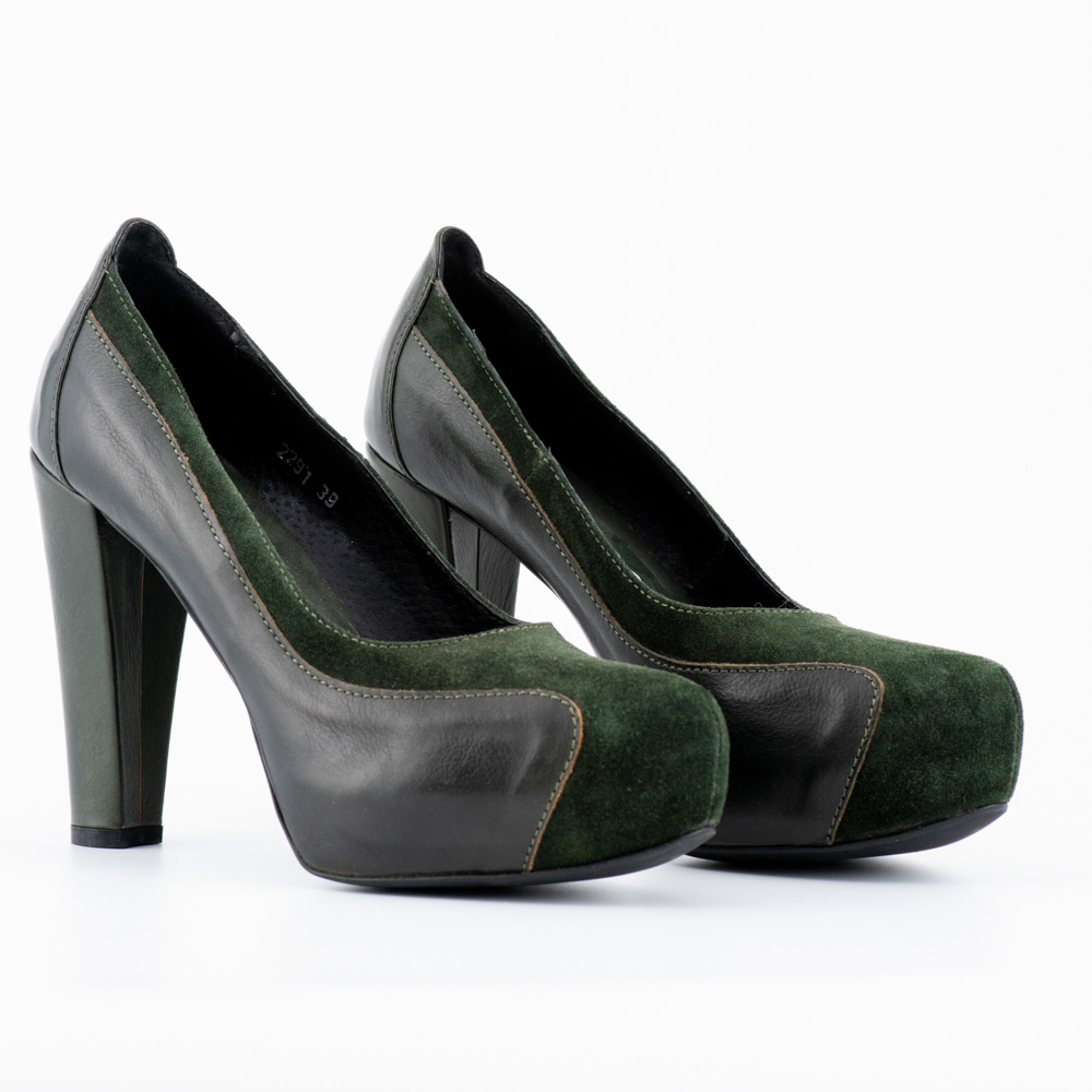 Lara Dee Γόβες Γυναικείες Δερμάτινες Κυπαρισσί με Φιάπα και Ψηλό Τακούνι - Image 5